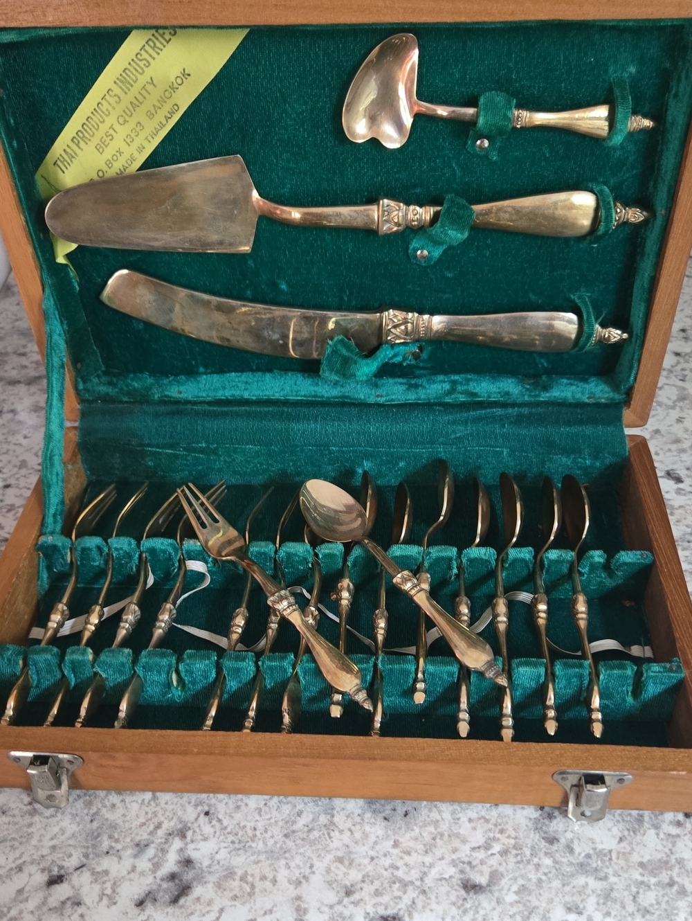 Vintage Brass Flatware Set with Carving Tools Made In Thailand